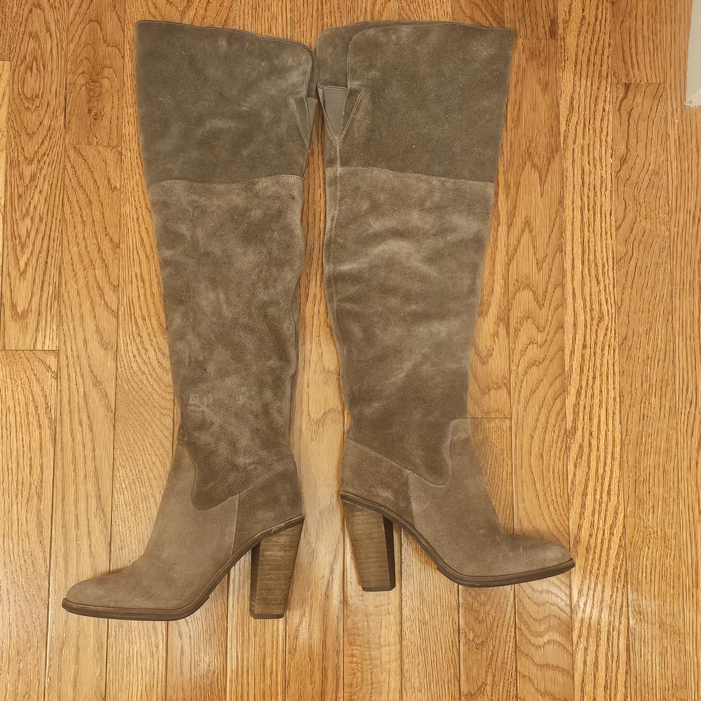 Vince Camuto Tan Over the Knee Boots Smooth Leather